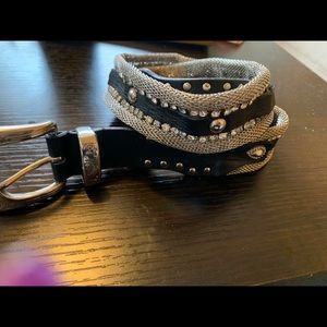 Vera Pelle Italian Leather Swarovski Belt